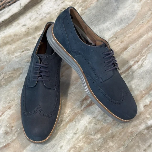 Men’s COLE HAAN Original Grand wingtip blue oxfords- Size 9 - Picture 8 of 11